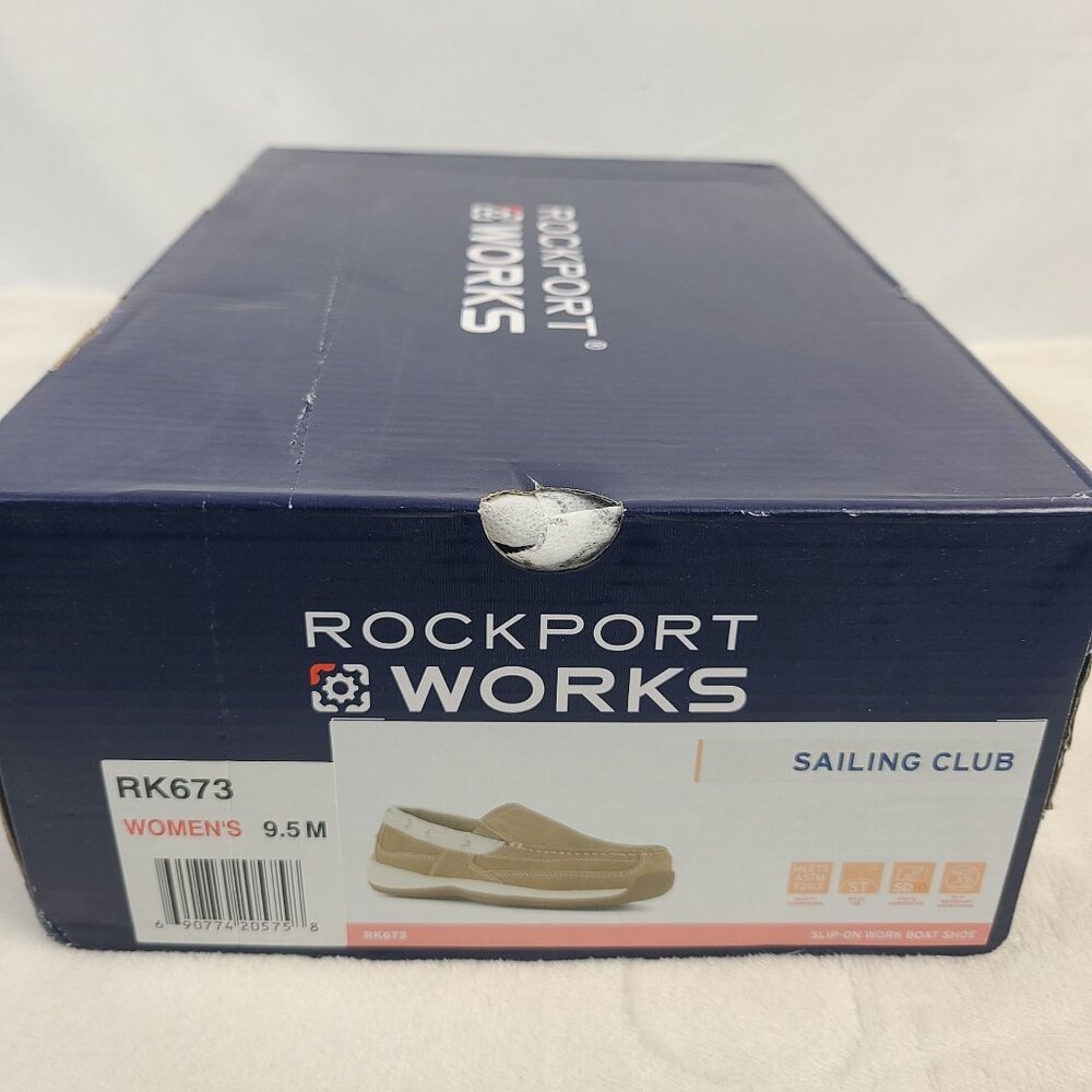 NEW Rockport Works Women's Sailing Club Slip-On Boat Shoes Tan Sz 9.5 M Leather - Picture 9 of 9